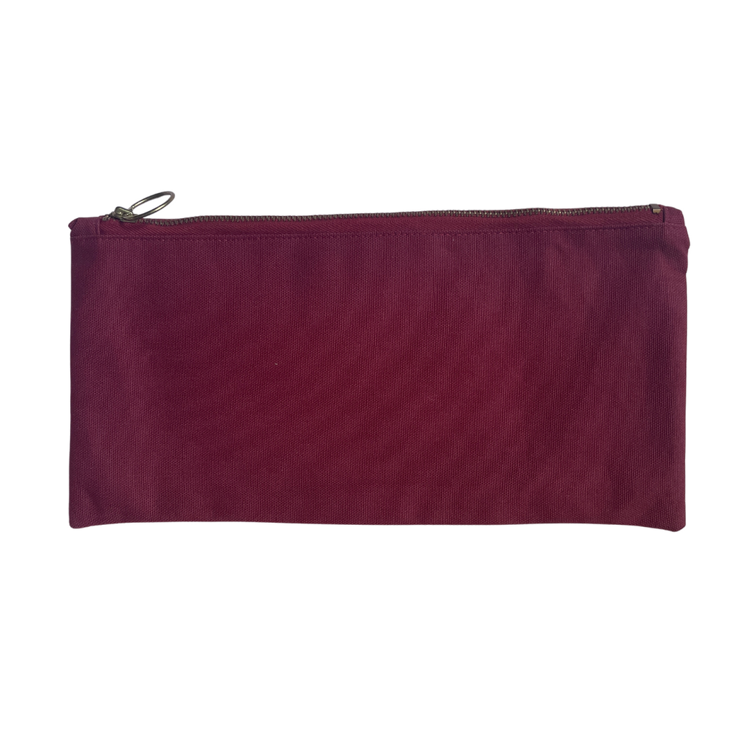 Maroon Canvas Pouch with Maroon Vintage Zipper