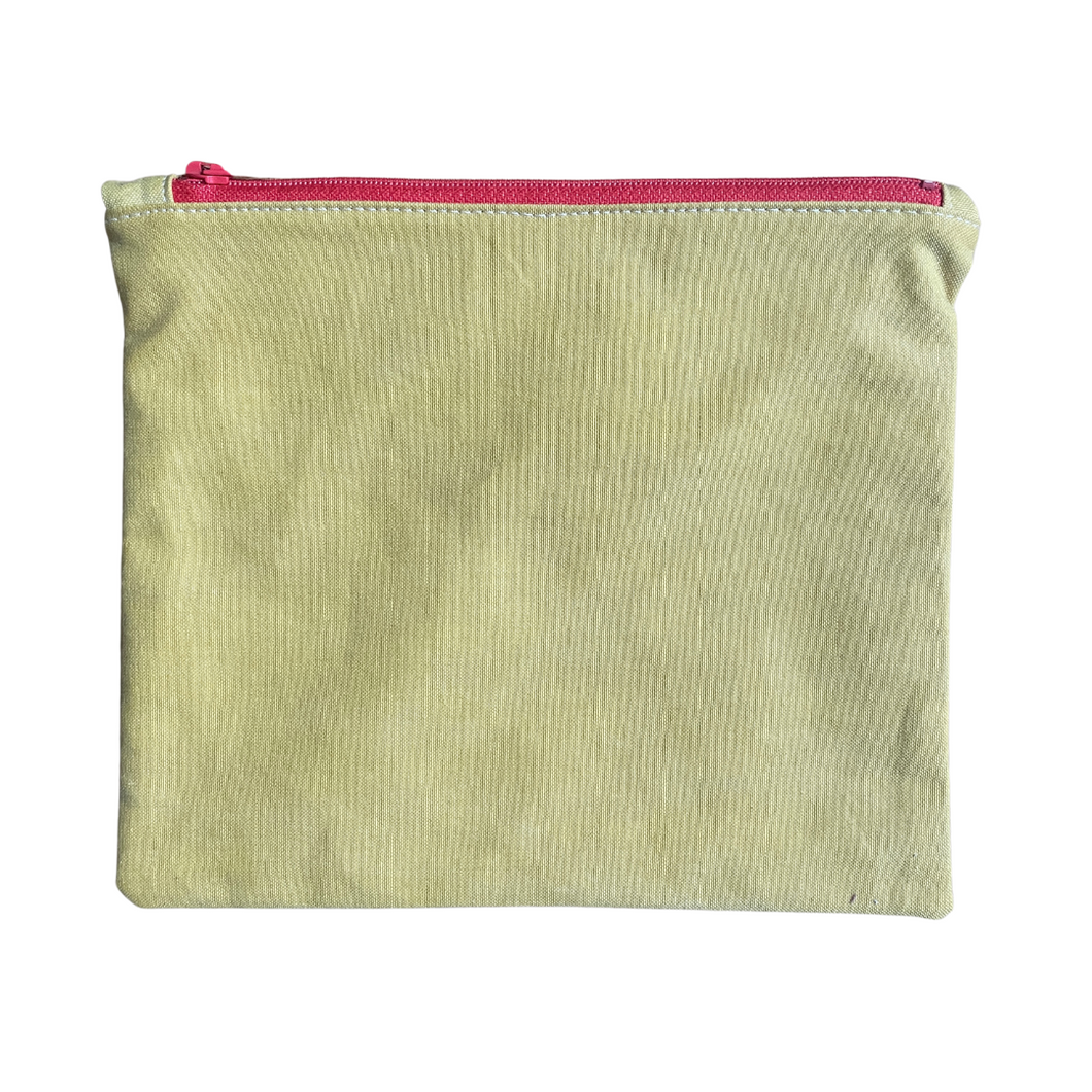 Yellow Denim Pouch with Red Lining