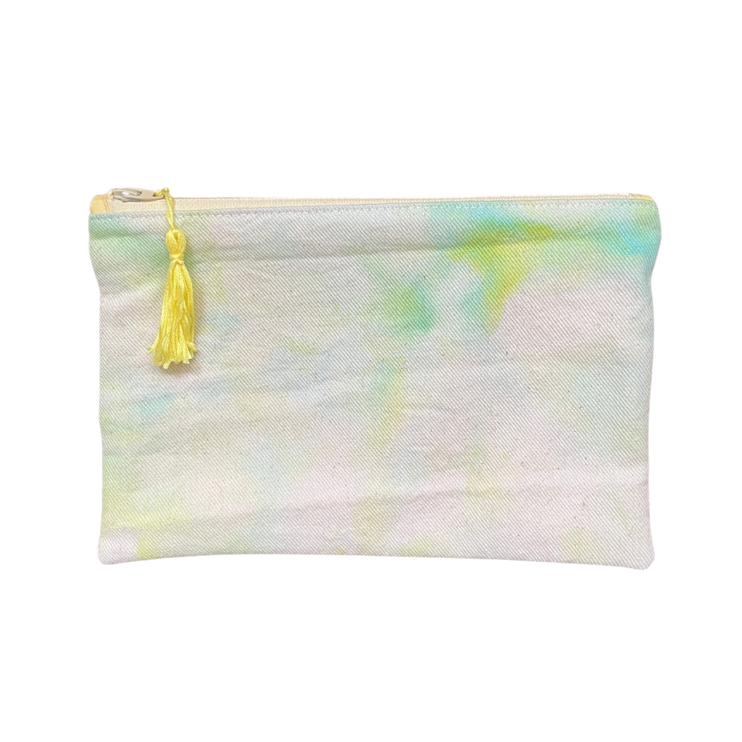 Blue & Yellow Washout Pouch with Tassel