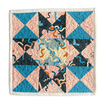 Load image into Gallery viewer, Pink &amp; Blue Curly Mini-Quilt
