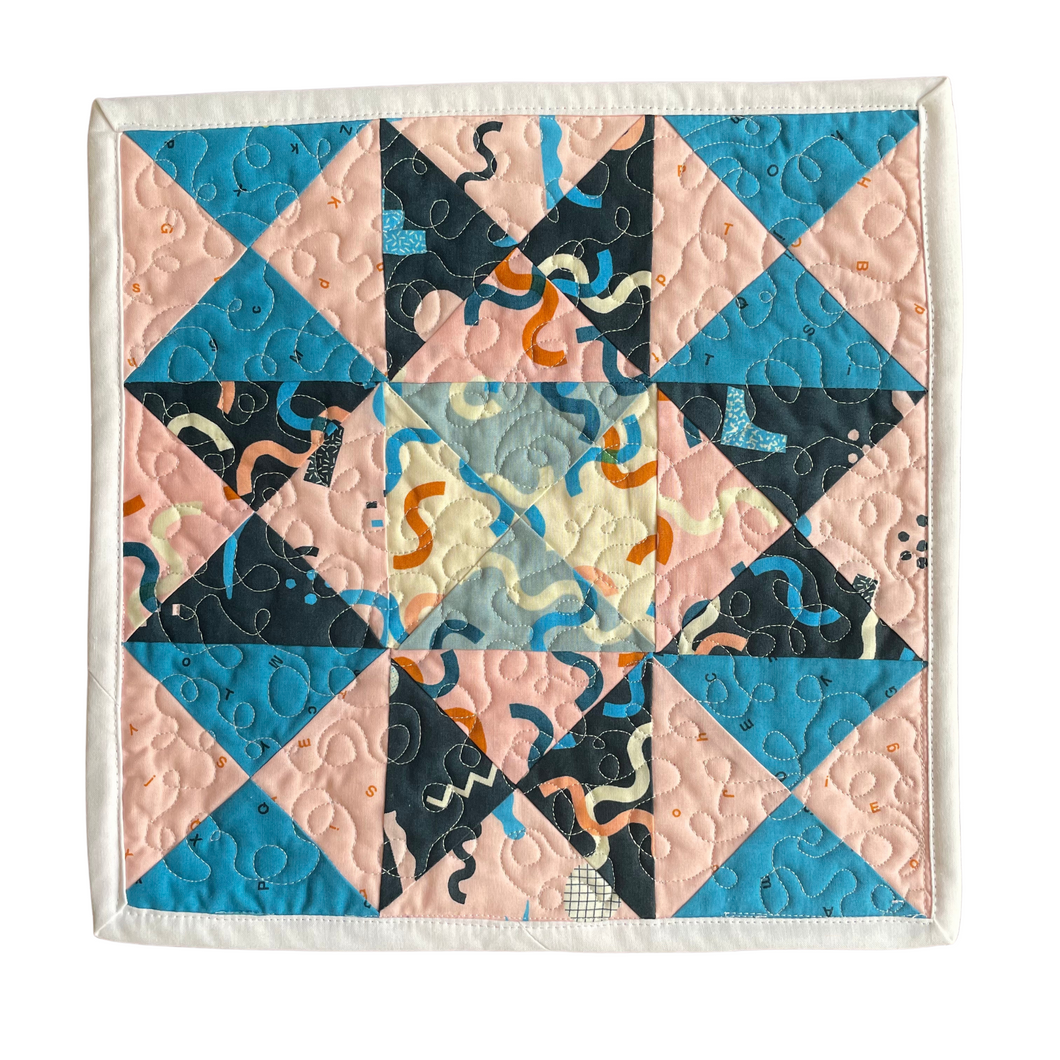 Pink & Blue Curly Mini-Quilt